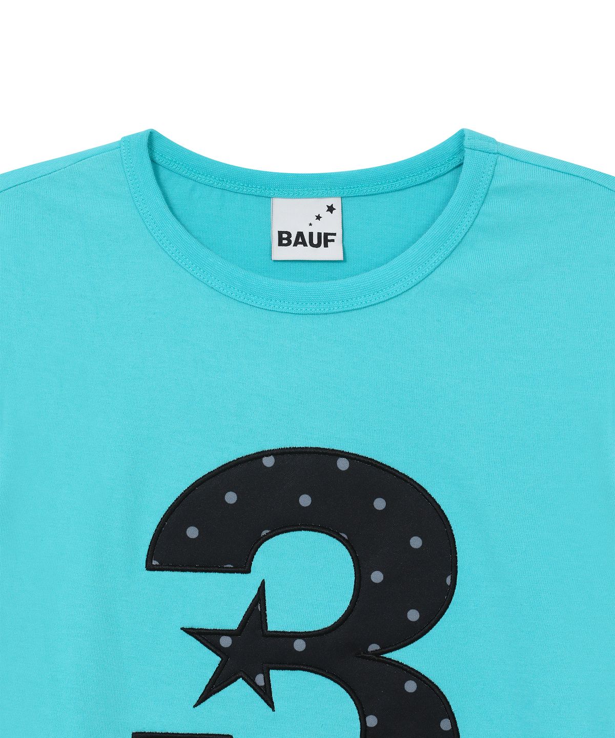 바우프(BAUF) 3 logo 도트 슬림핏 티셔츠 [민트 블루]