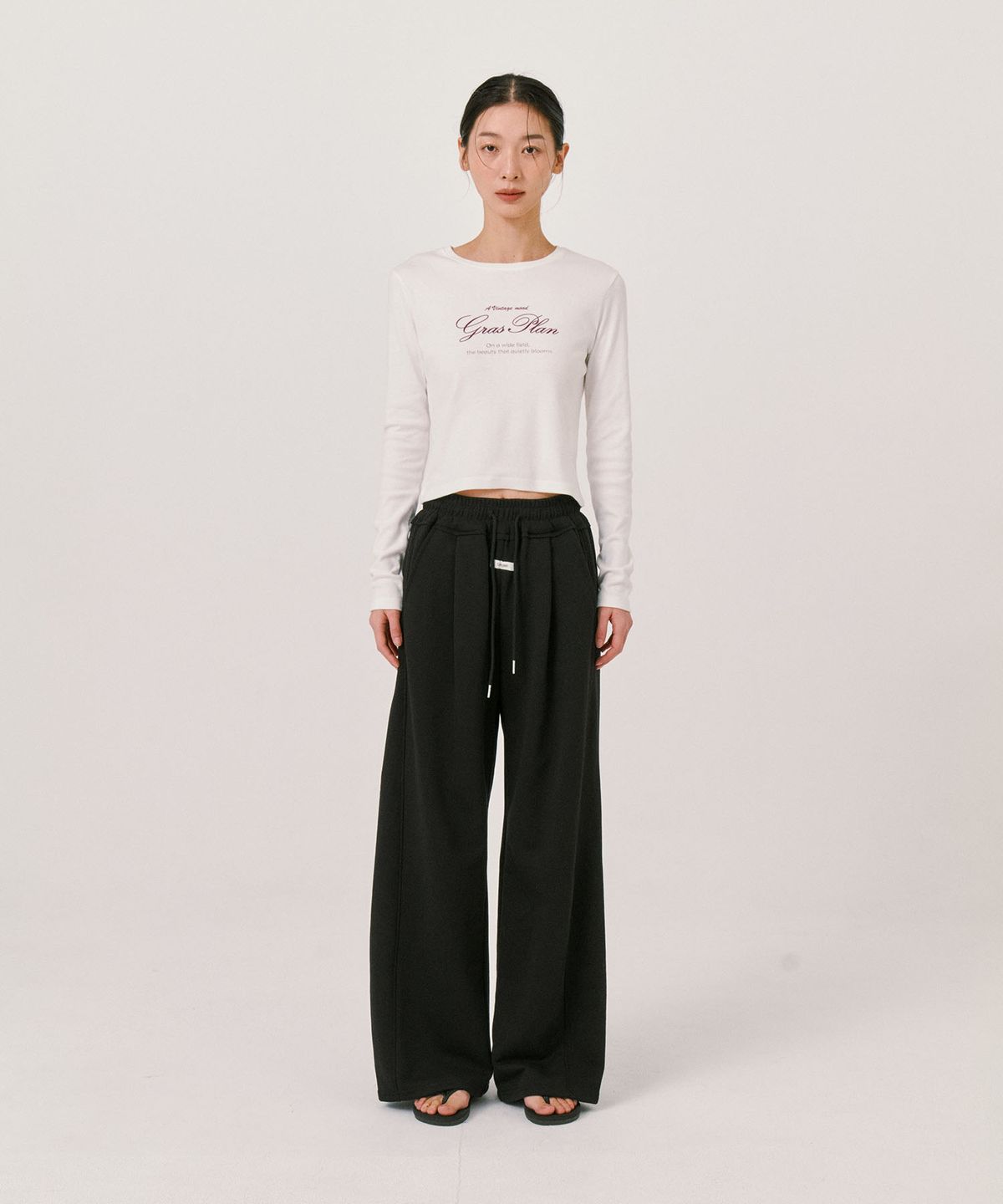 그라스플랜(GRASPLAN) One-Tuck Wide banding Pants_Black (일반ver.)