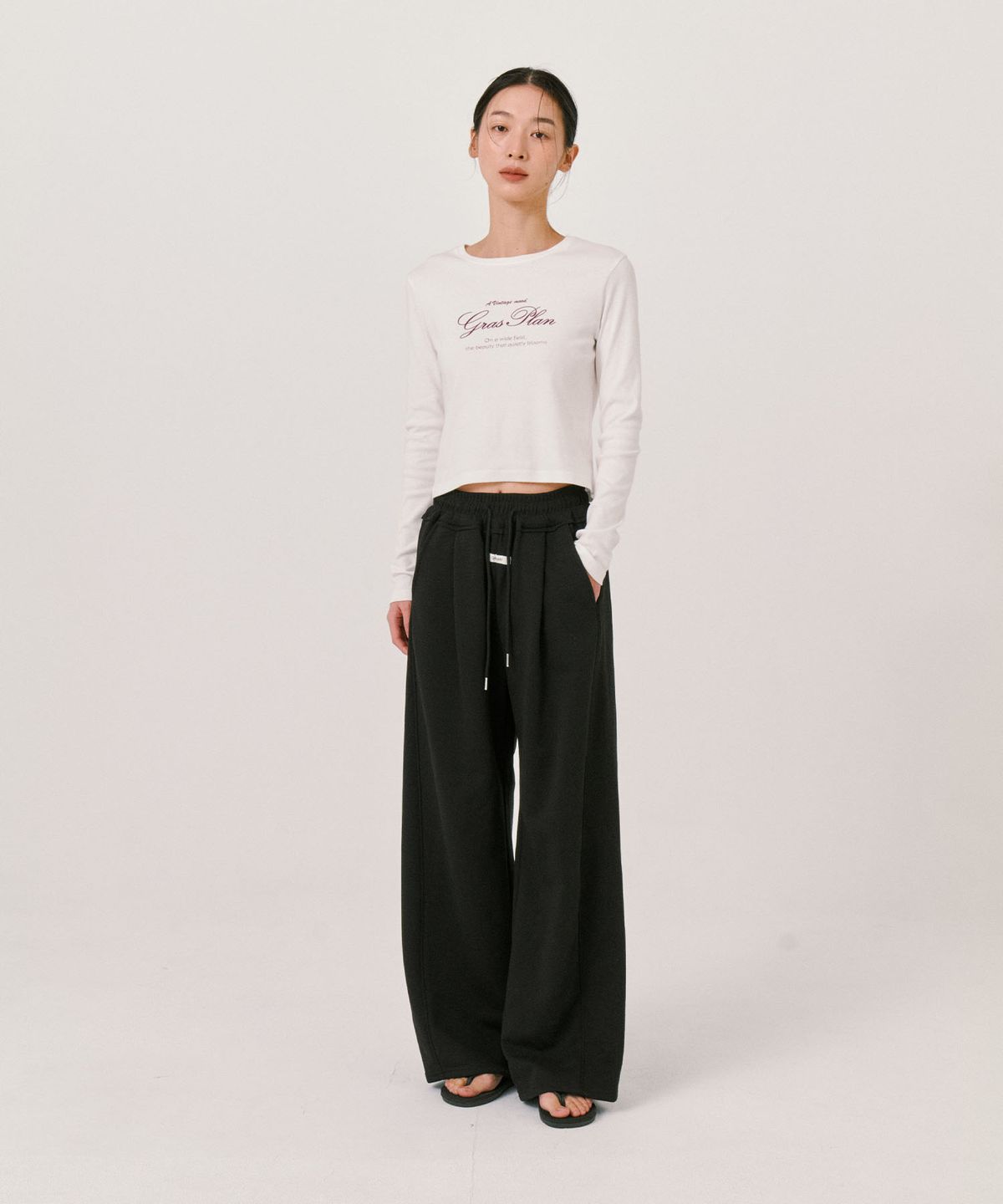 그라스플랜(GRASPLAN) One-Tuck Wide banding Pants_Black (일반ver.)