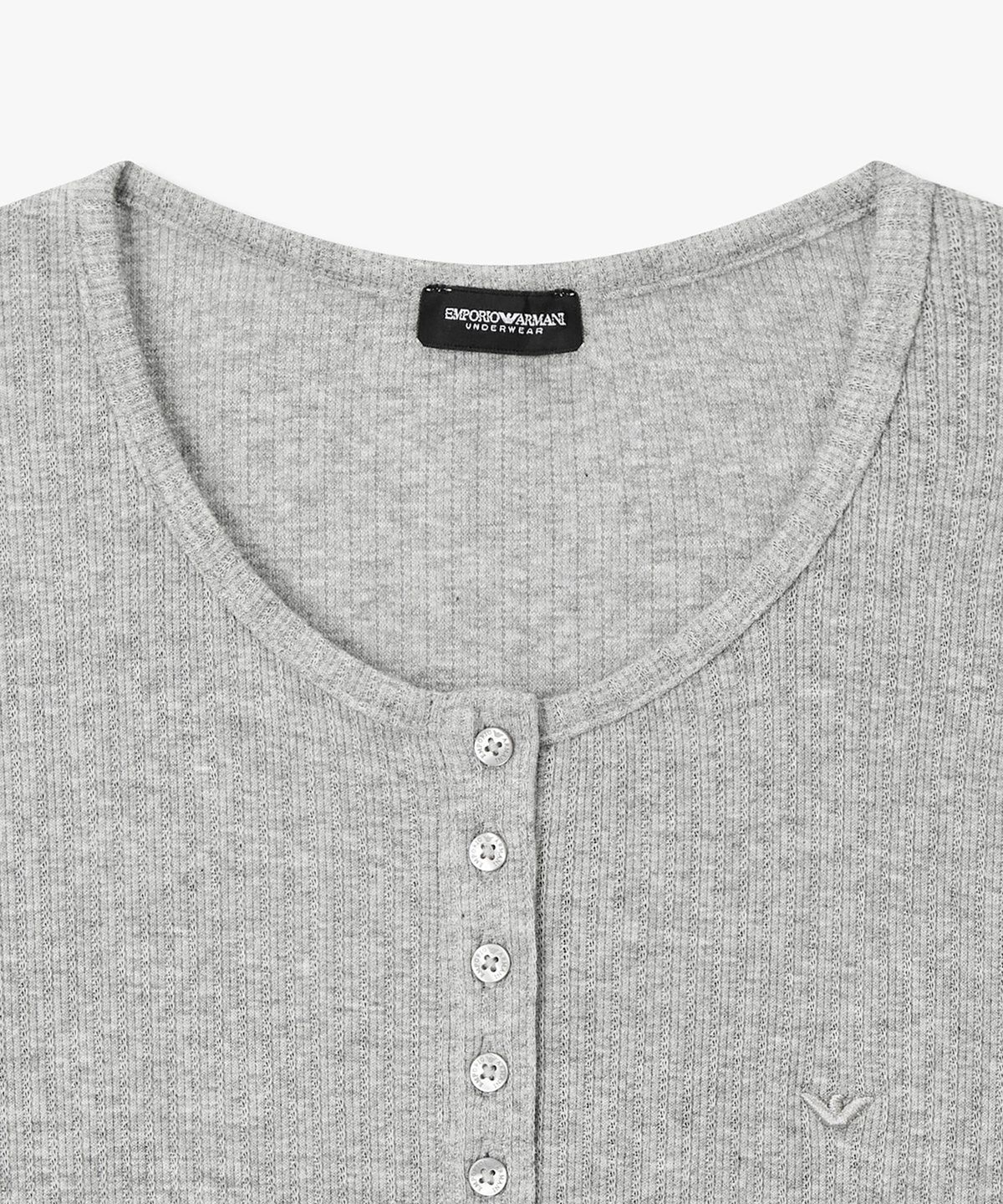 엠포리오 아르마니 언더웨어(EMPORIO ARMANI UNDERWEAR) 여성 레이스 트림 숏 슬리브 라운지 드레스_그레이_0826119503