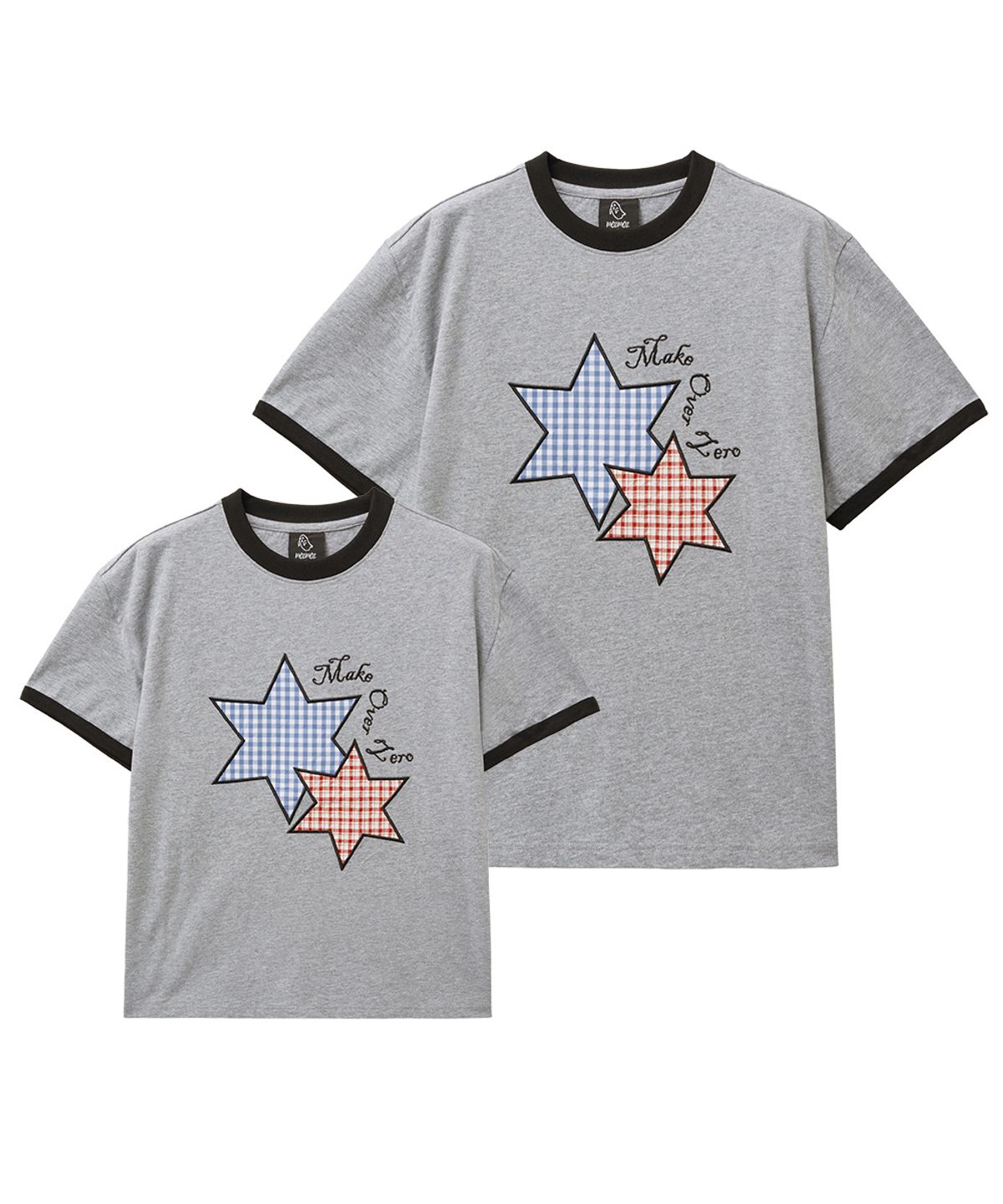 모즈모즈(MOZMOZ) 스타패치 2type 링거 반팔 티셔츠 2color