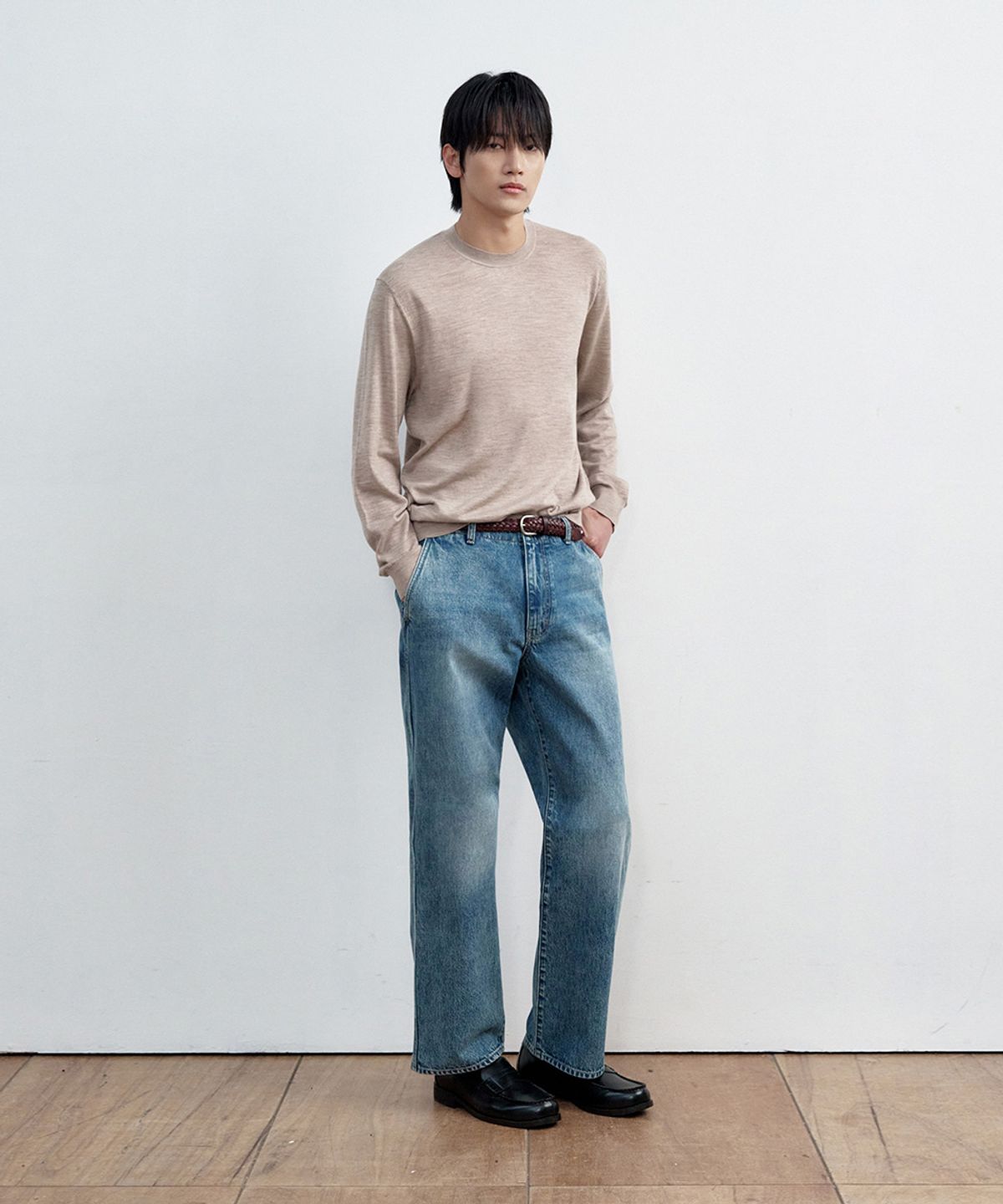 시에클(SIECLE) 라이트 울 크루넥 니트 (베이지)