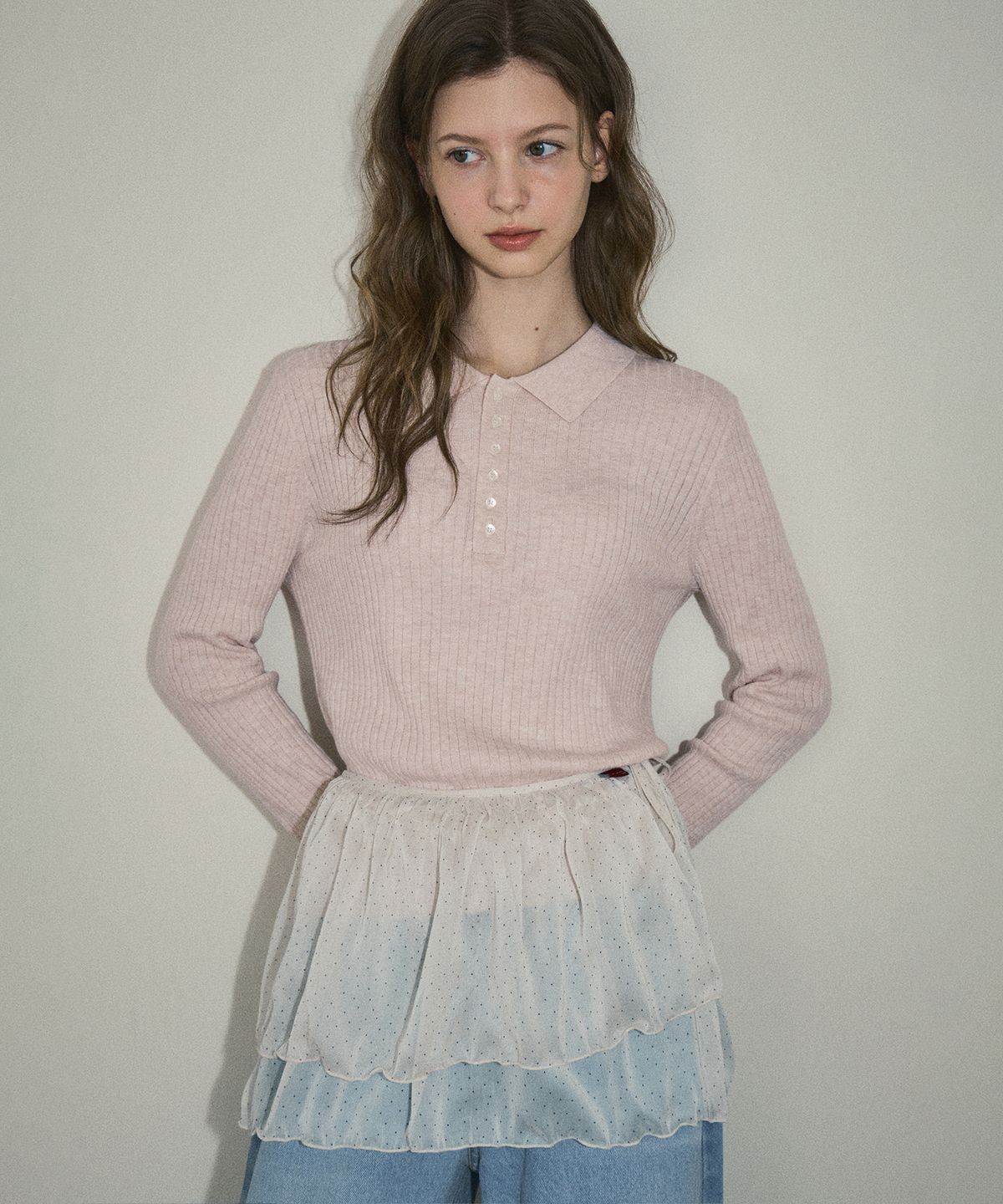 아우어노스텔지아(OURNOSTALGIA) Dot shirring wrap skirt_2color(O26ACC03)