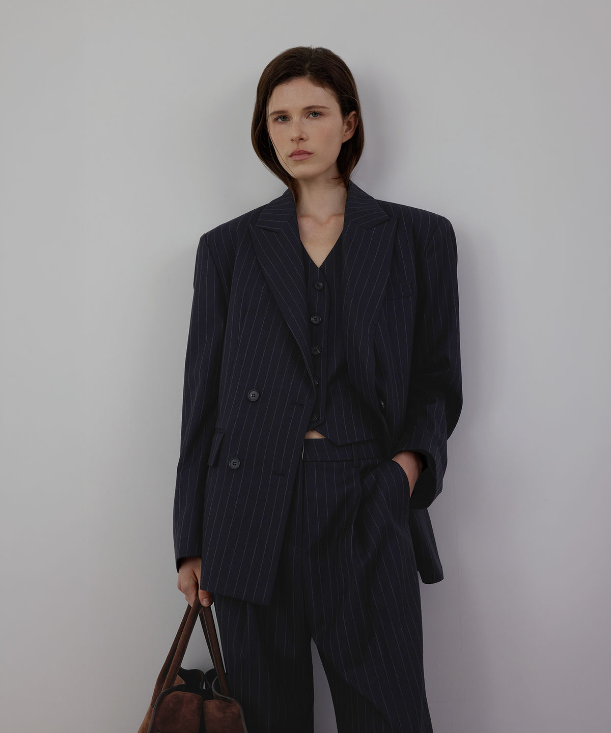 퀸스래빗(Q'SRB) F/W Striped Three Set-up Suit Double-brest Wool Jacket