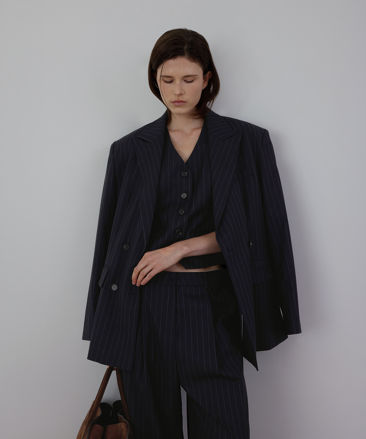 퀸스래빗(Q'SRB) F/W Striped Three Set-up Suit Double-brest Wool Jacket