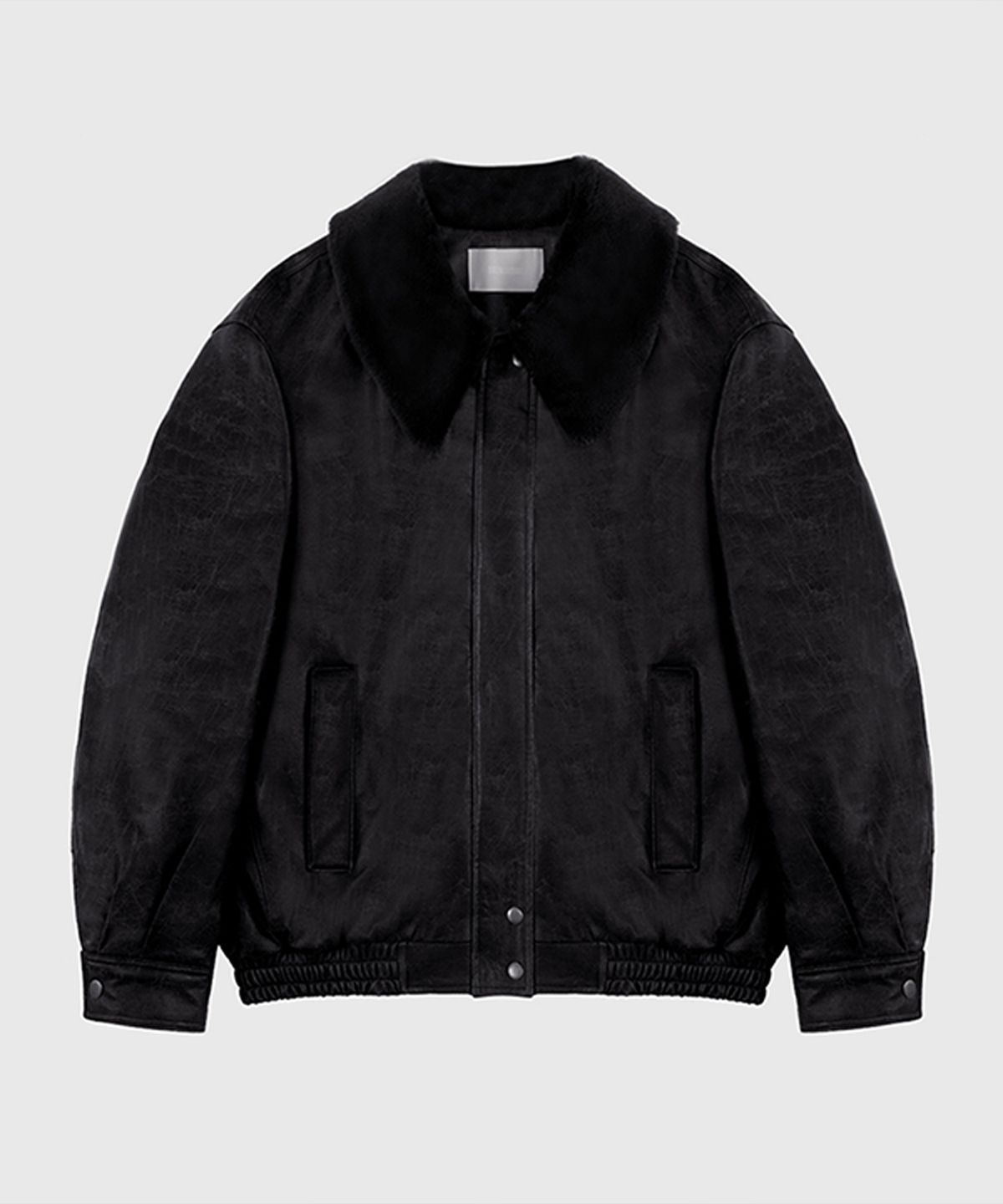 퀸스래빗(Q'SRB) Mink Eco-fur Collared Quilting Leather Jacket_Jumper