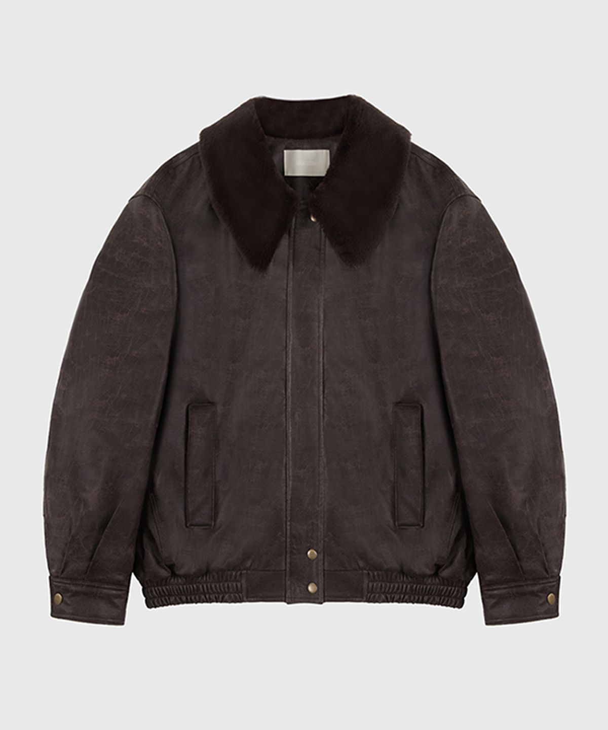 퀸스래빗(Q'SRB) Mink Eco-fur Collared Quilting Leather Jacket_Jumper
