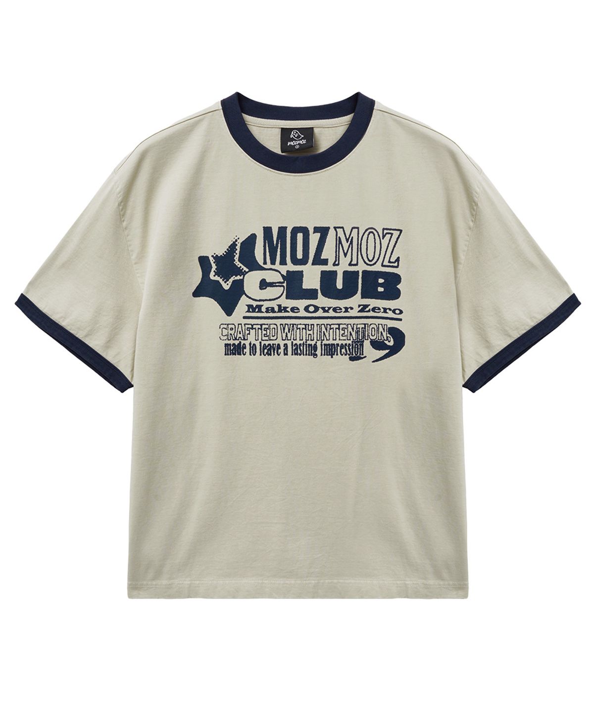 모즈모즈(MOZMOZ) 무드잇 링거 크롭 피그먼트 반팔티셔츠 베이지