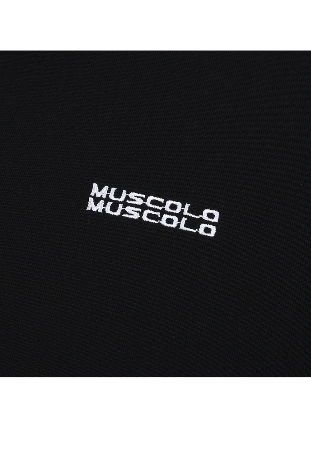 머스콜로(MUSCOLO) 트윈로고 사이드라인 오버핏 후드티셔츠 - 블랙