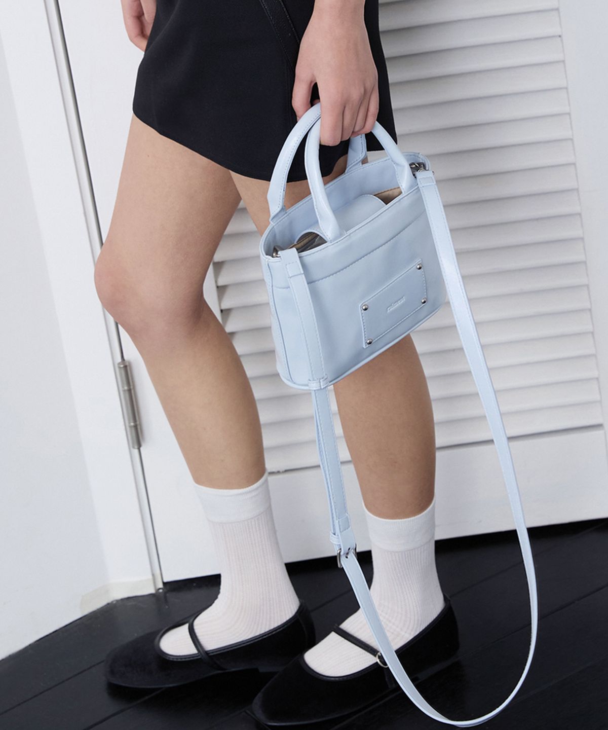 레이몬트(RAIMENT) Stud Patch Macaroon Bag_Sky Blue