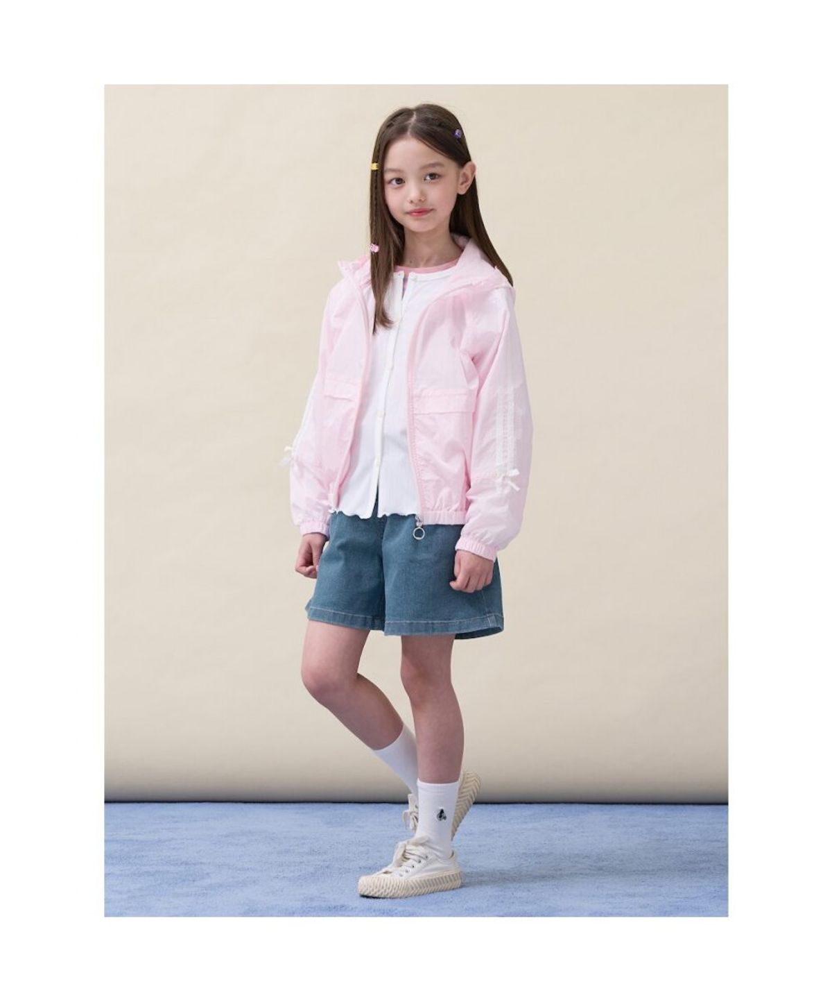 빈폴 키즈(BEANPOLE KIDS) 여아 리본 포인트 경량 점퍼  라이트 핑크 (BI6239G02Y)