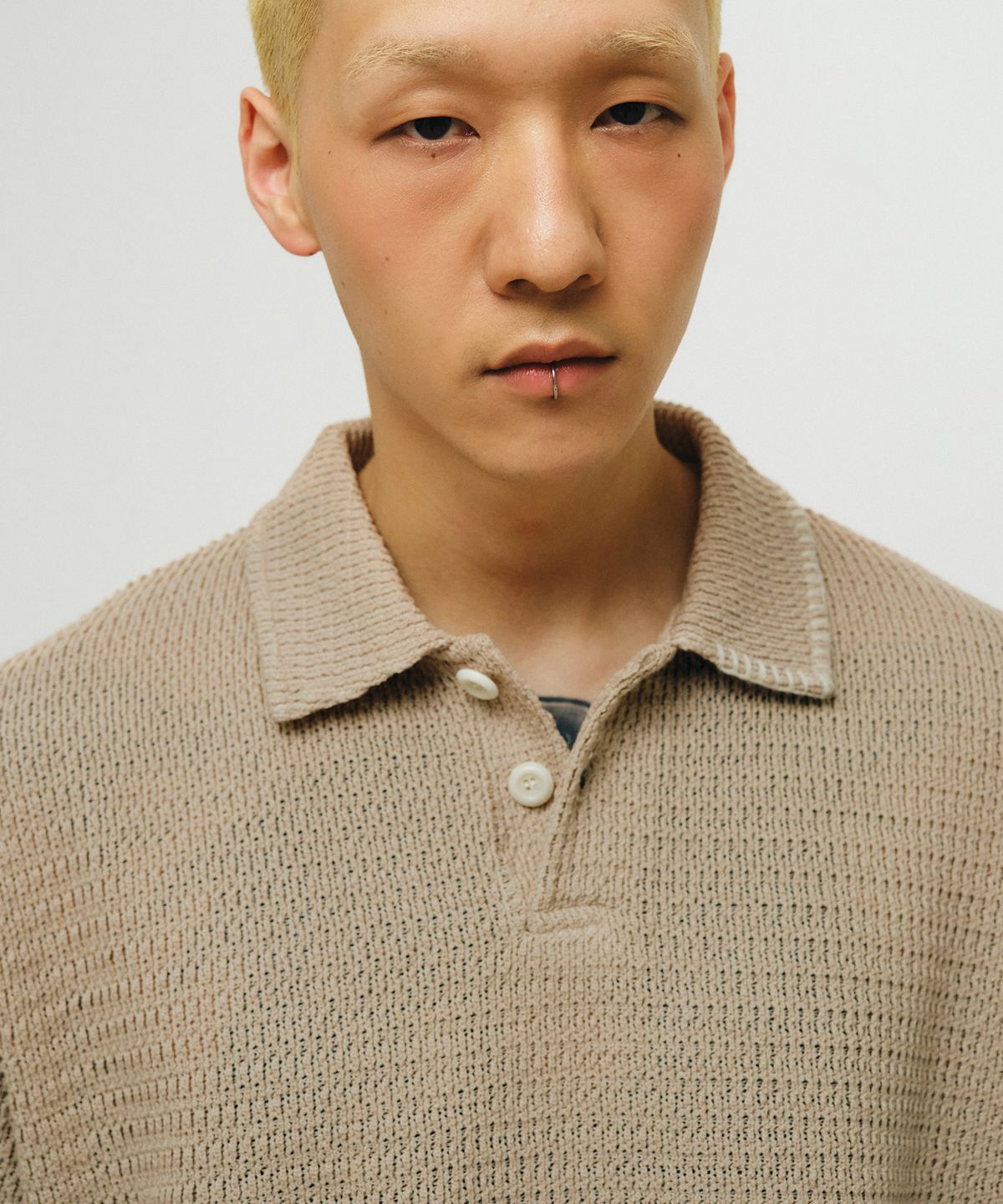엔도어(ENDOOR) Edge Crochet 1/2 Polo Shirt (beige)