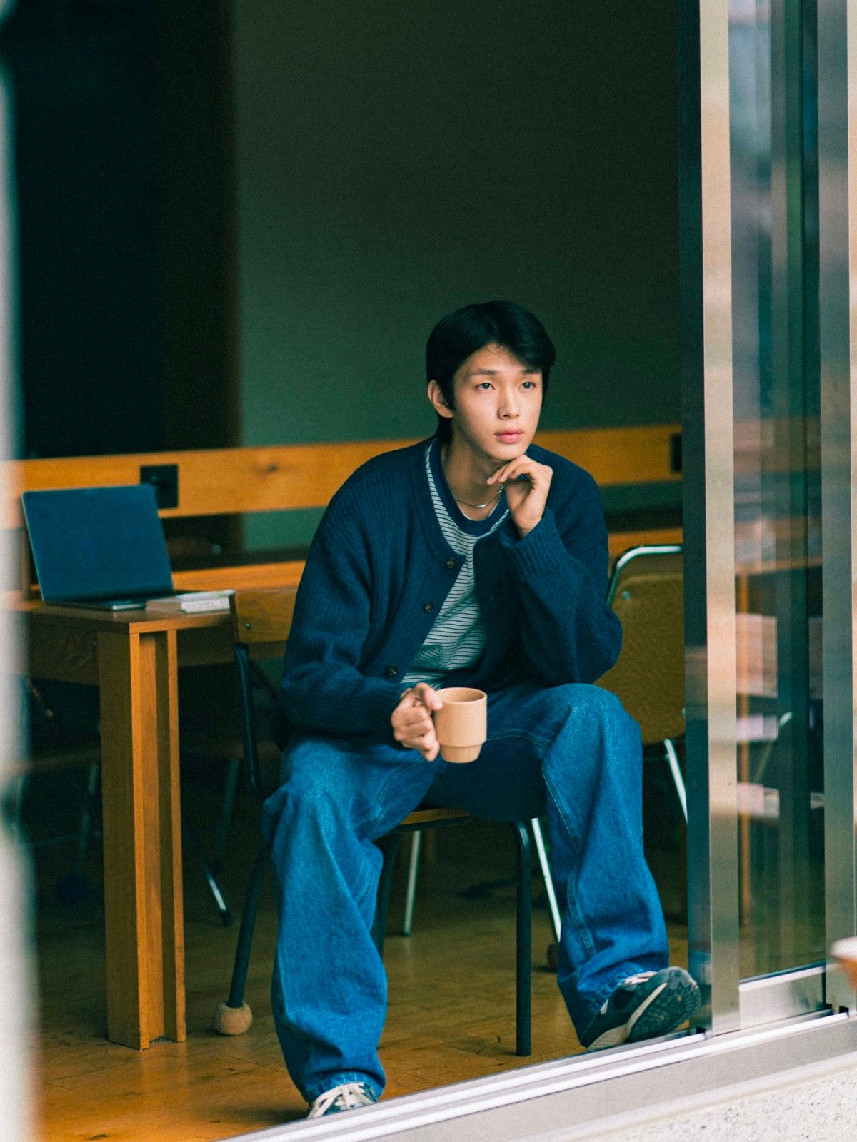 해브해드(HAVE HAD) 더블 스트라이프 스트링 티셔츠 (블랙)