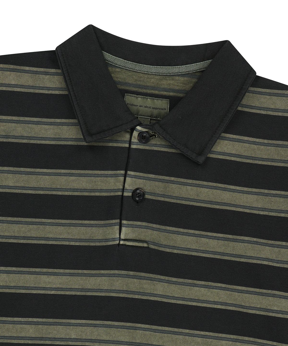 엔도어(ENDOOR) Vtg Dyed Stripe 1/2 Polo Shirt (vtg olive)