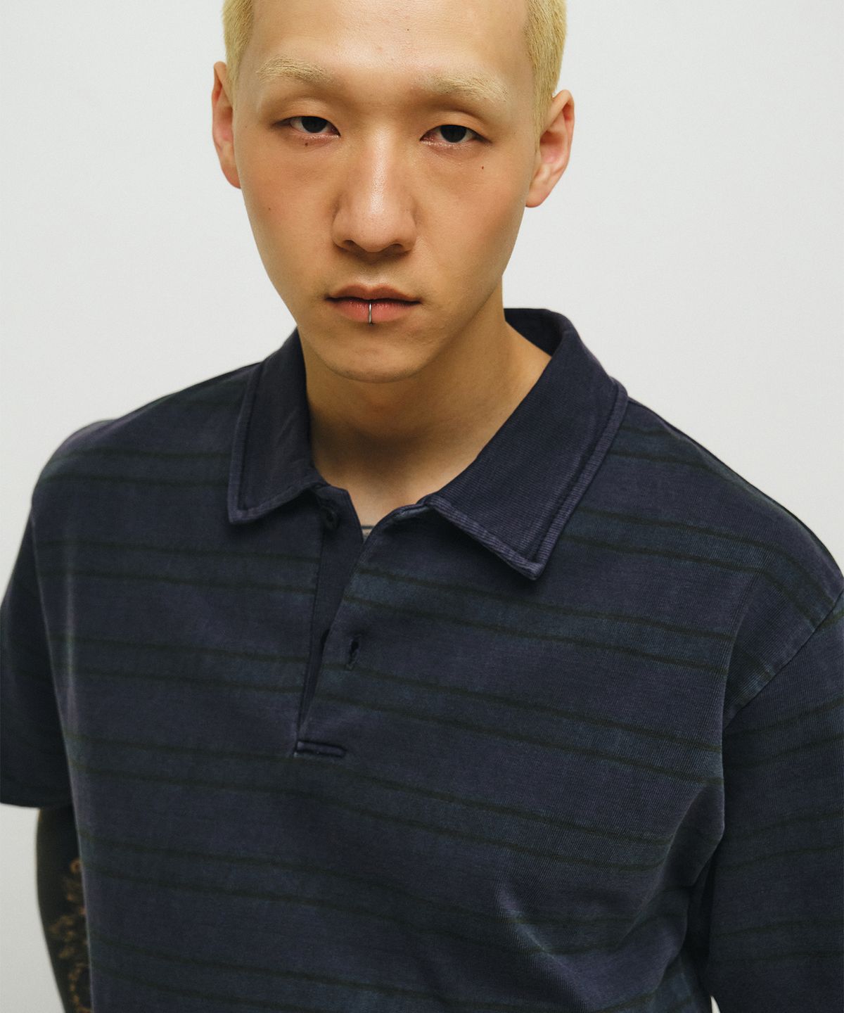 엔도어(ENDOOR) Vtg Dyed Stripe 1/2 Polo Shirt (vtg purple)