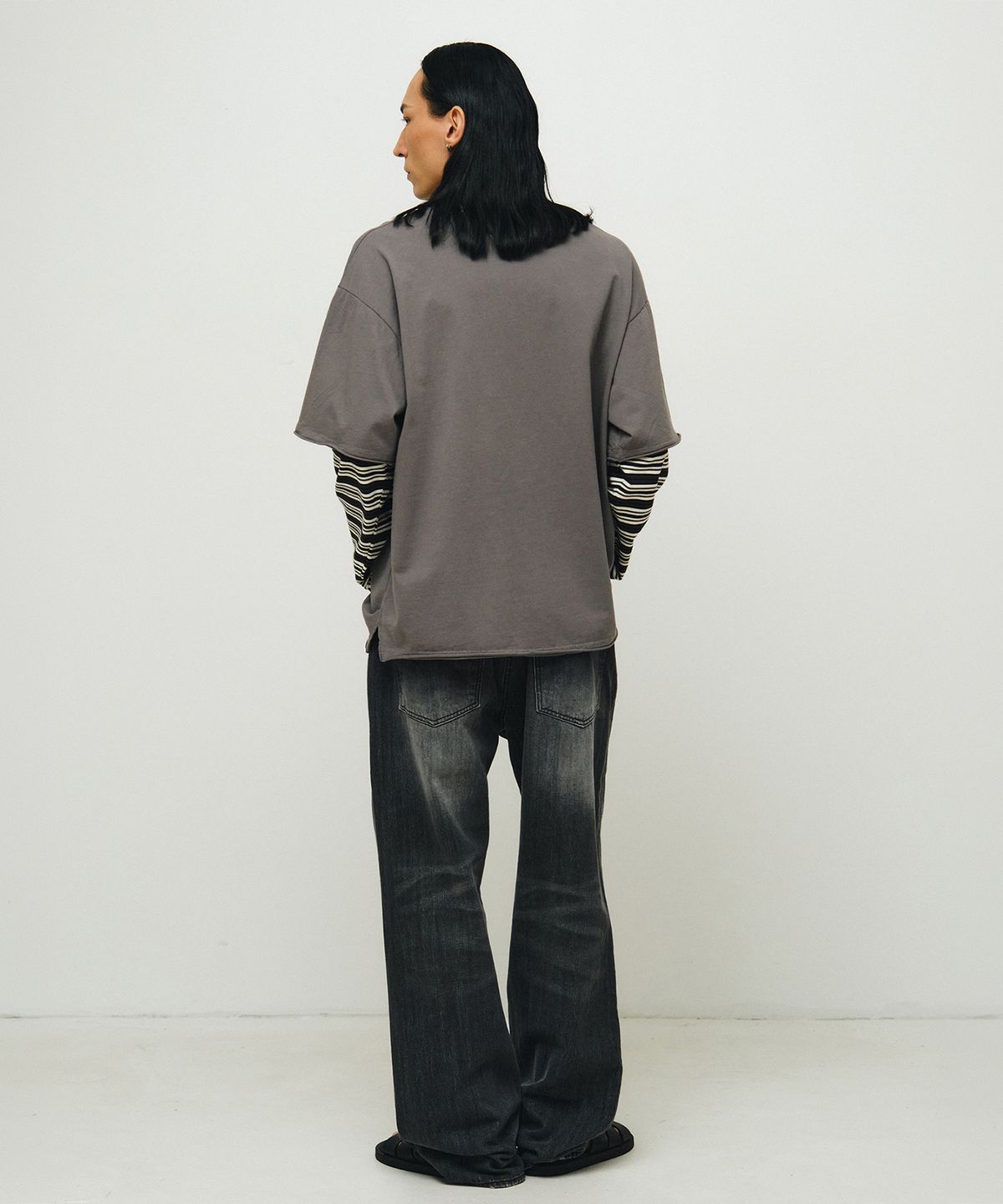 엔도어(ENDOOR) Layered Stripe Long Sleeve  (gray)
