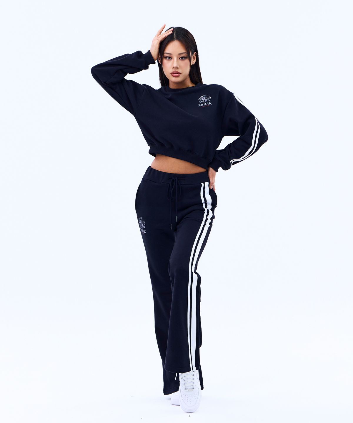 미학(MIHAK) 아이비리그 트랙 라인 부츠컷 팬츠 (NAVY)