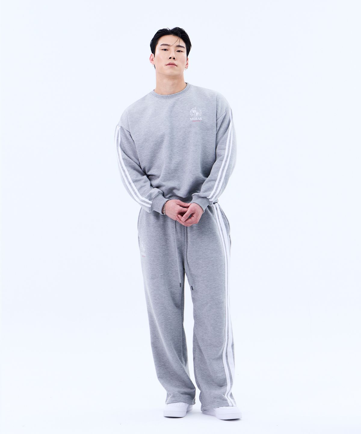 미학(MIHAK) 아이비리그 트랙 라인 스웨트셔츠 (GRAY)