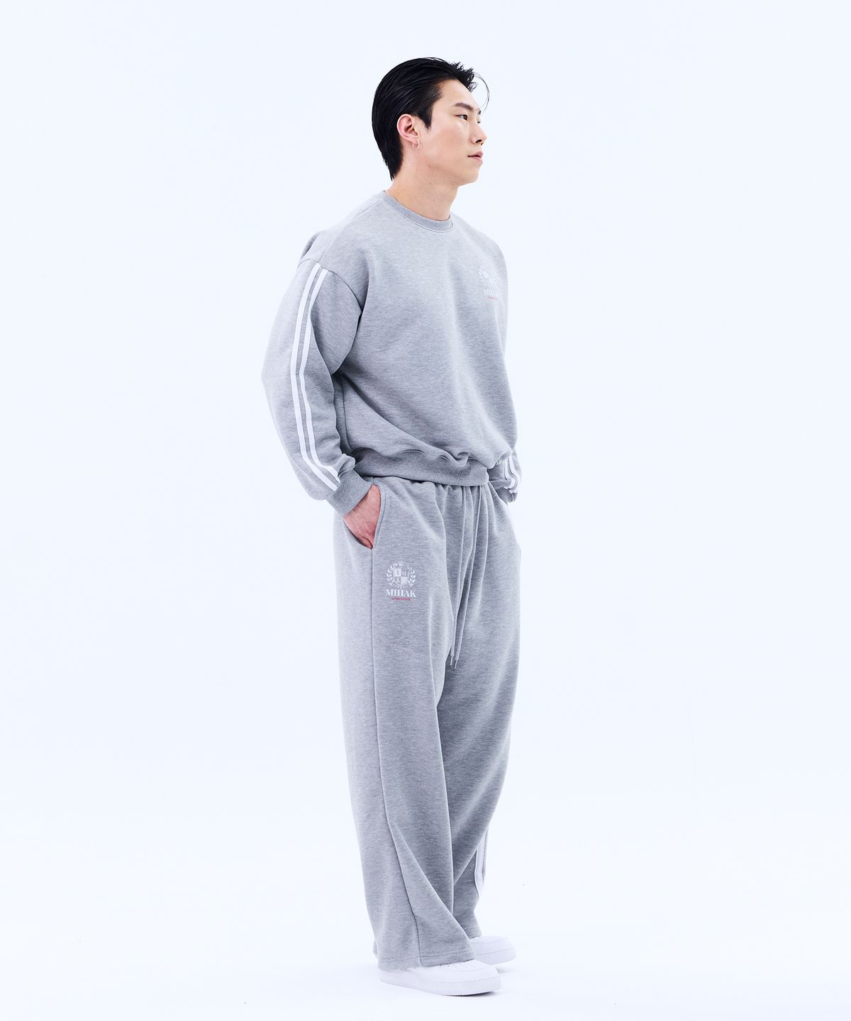 미학(MIHAK) 아이비리그 트랙 라인 스웨트셔츠 (GRAY)
