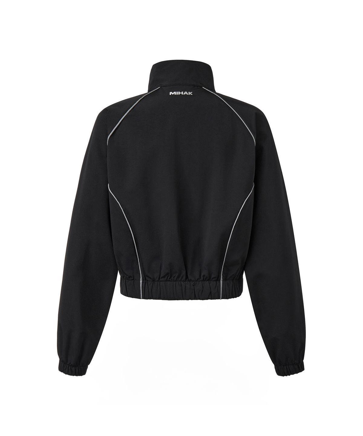 미학(MIHAK) 메탈 플레이트 파이핑 크롭 웜업 자켓 (BLACK)