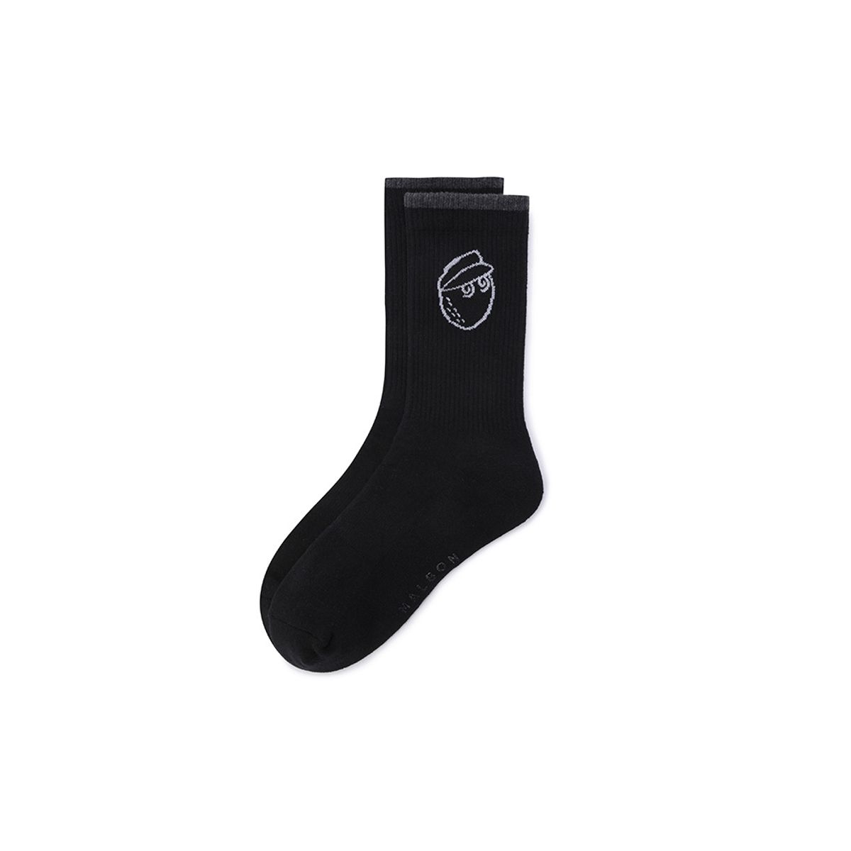 말본 골프(MALBON GOLF) 언발란스 로고 자카드 크루 삭스 BLACK