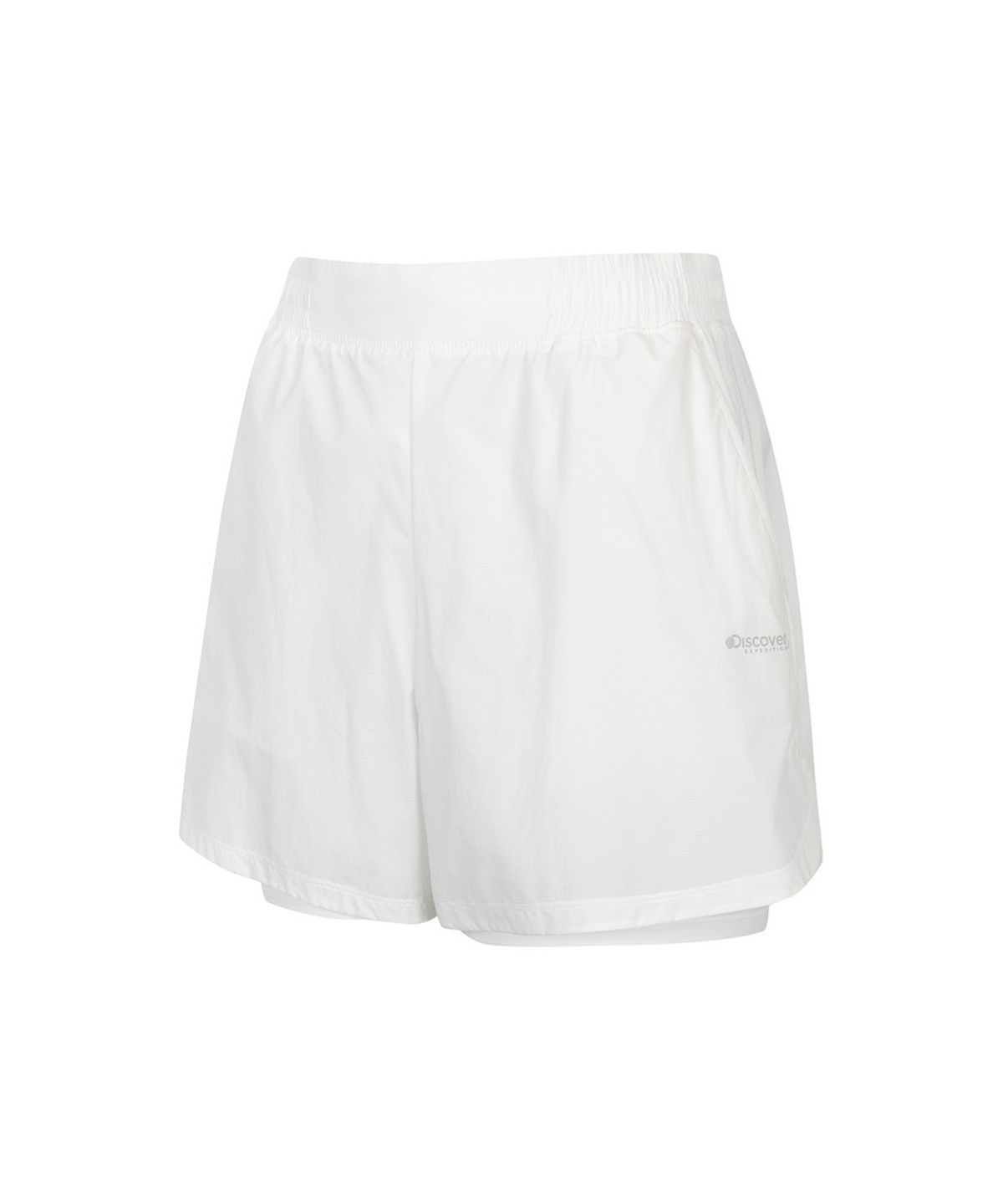 디스커버리 익스페디션(DISCOVERY EXPEDITION) 여성 퍼텍스 2IN1 러닝 쇼츠 (WHITE)