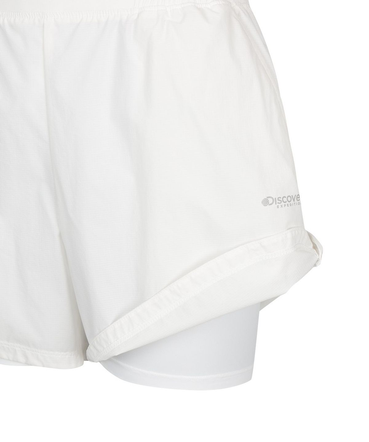 디스커버리 익스페디션(DISCOVERY EXPEDITION) 여성 퍼텍스 2IN1 러닝 쇼츠 (WHITE)