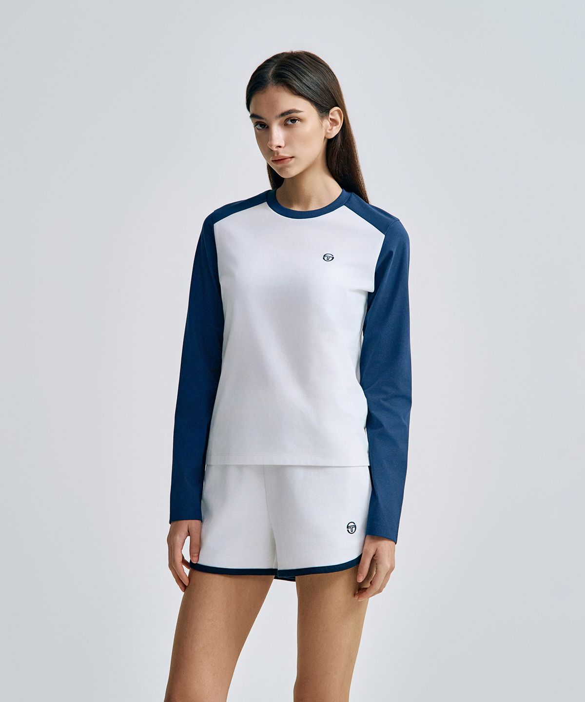 세르지오 타키니(SERGIO TACCHINI) W 쿨매치 컬러블럭 긴팔 티셔츠 (Navy)