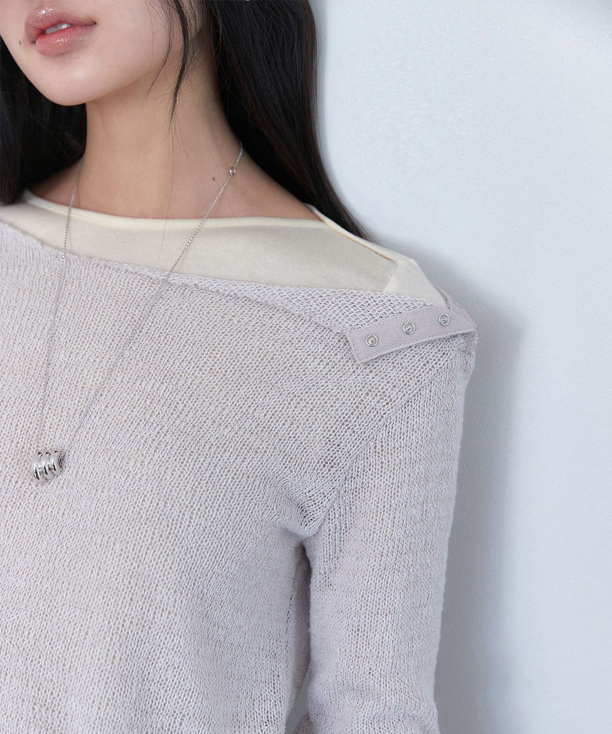 아우로(OURO) BOHEMIAN SNAP TOP [ GRAY ]