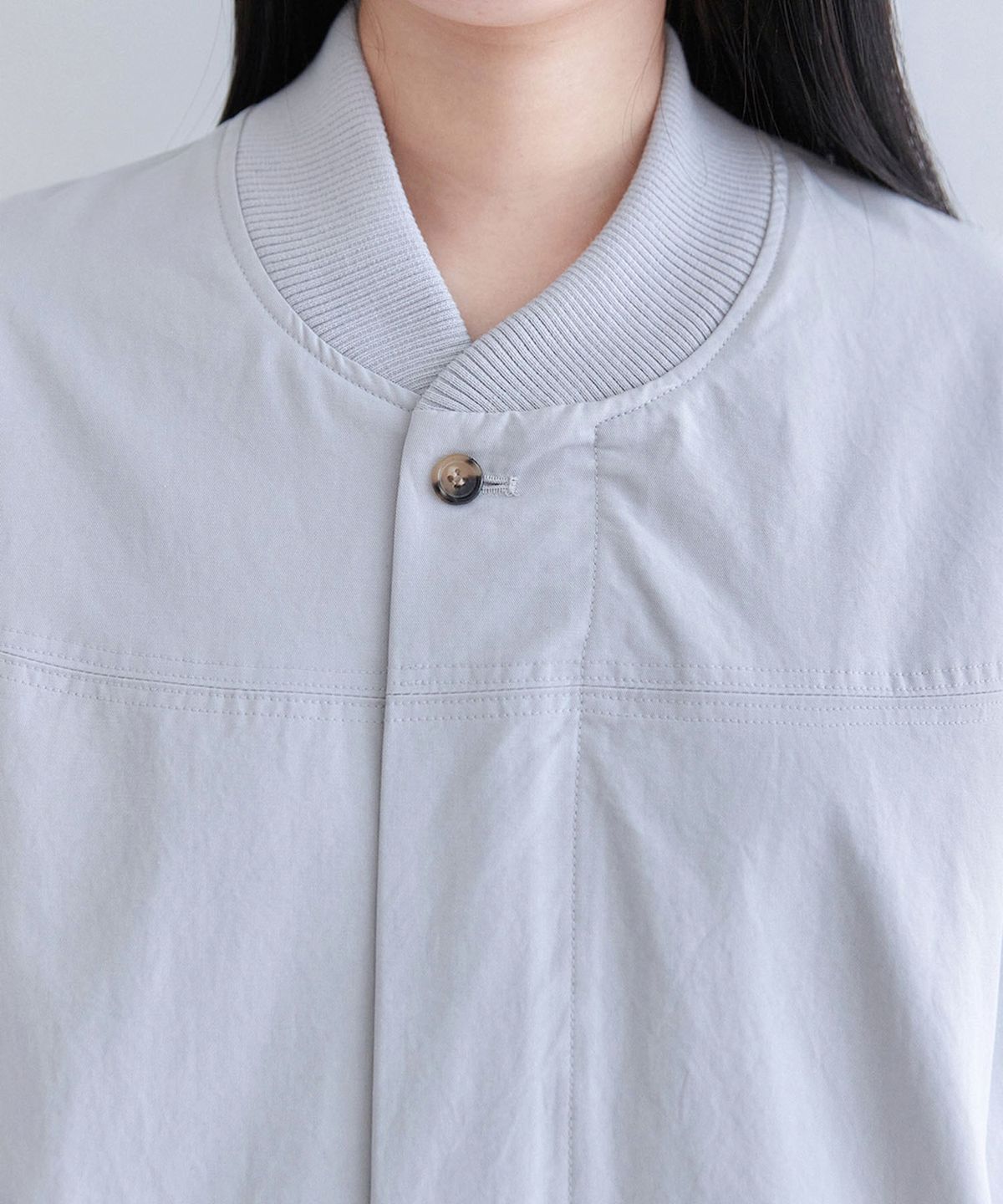 아우로(OURO) COTTON STITCH BLOUSON JUMPER [ PALE BLUE ]