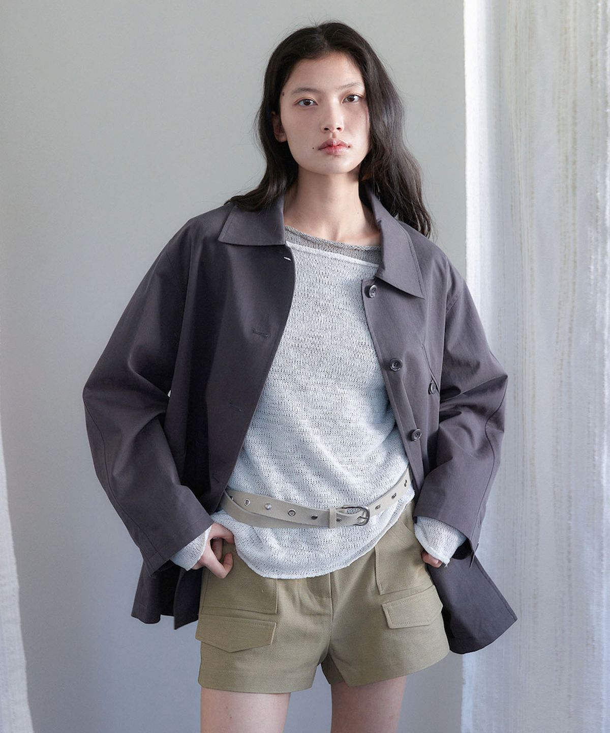 아우로(OURO) COTTON SAPARI TRENCH JACKET [ CHARCOAL ]