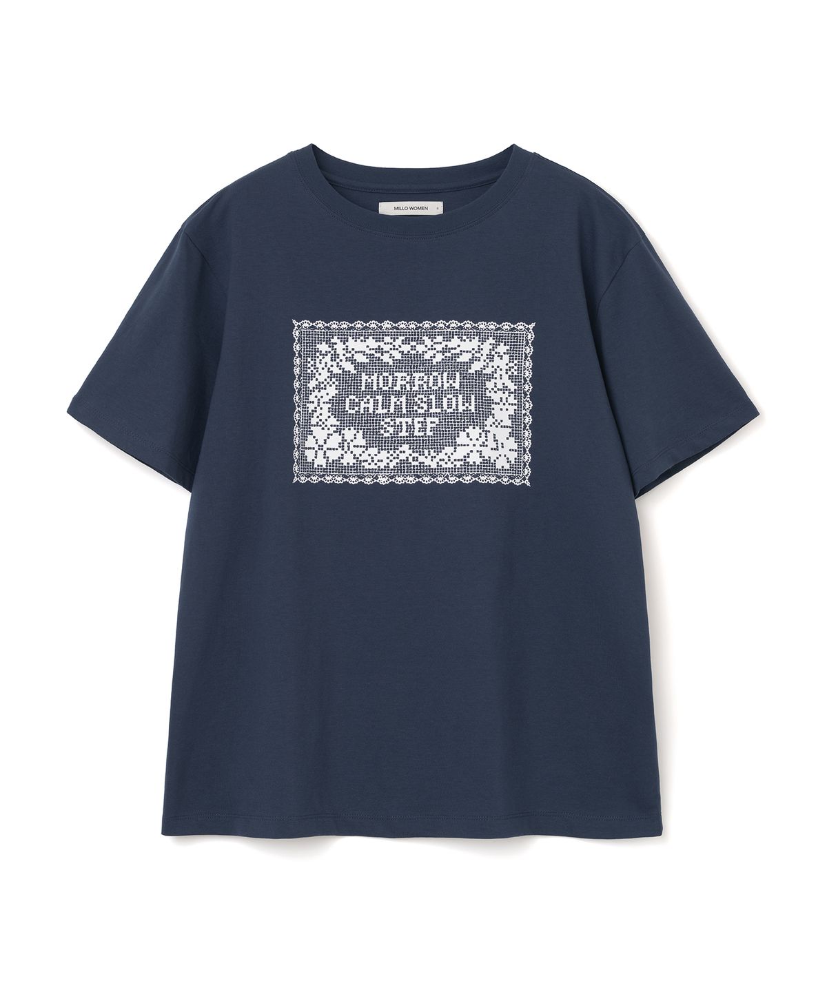 밀로 우먼(MILLO WOMEN) 크로셰 그래픽 티셔츠 [네이비]