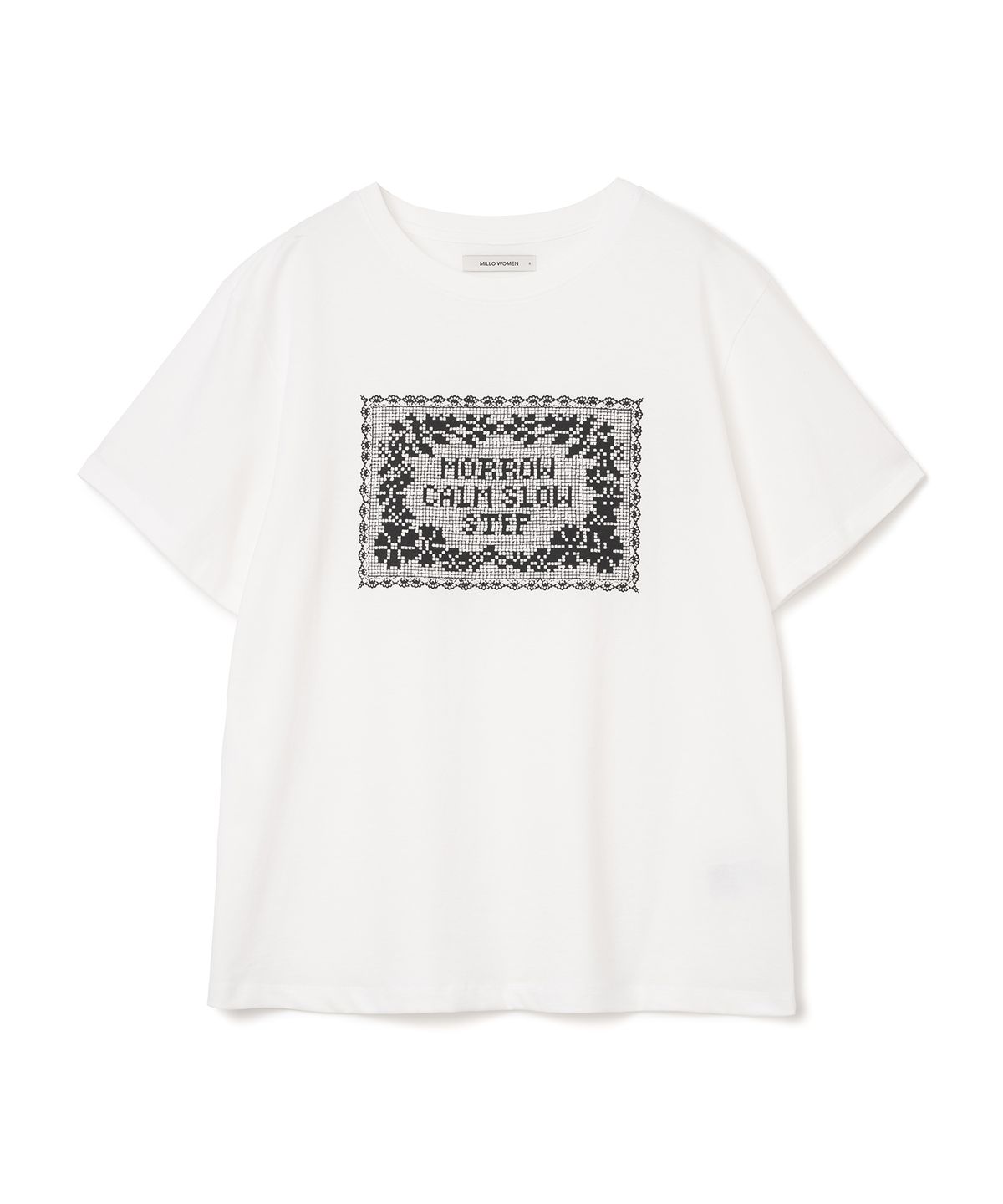 밀로 우먼(MILLO WOMEN) 크로셰 그래픽 티셔츠 [아이보리]