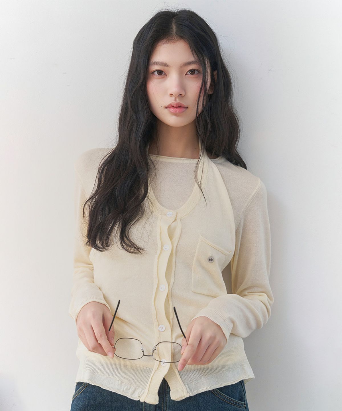 쿨키튼(KOOLKITTEN) [홀터넥/레이어드] 홀터넥 레이어드 니트 탑 (IVORY)