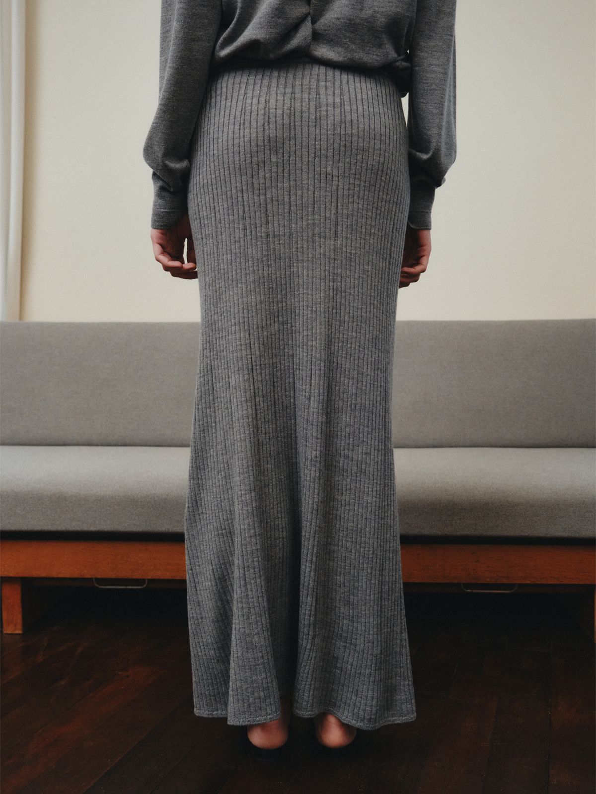 리플레인(REPLAIN) WOOL LONG KNIT SKIRT_GREY