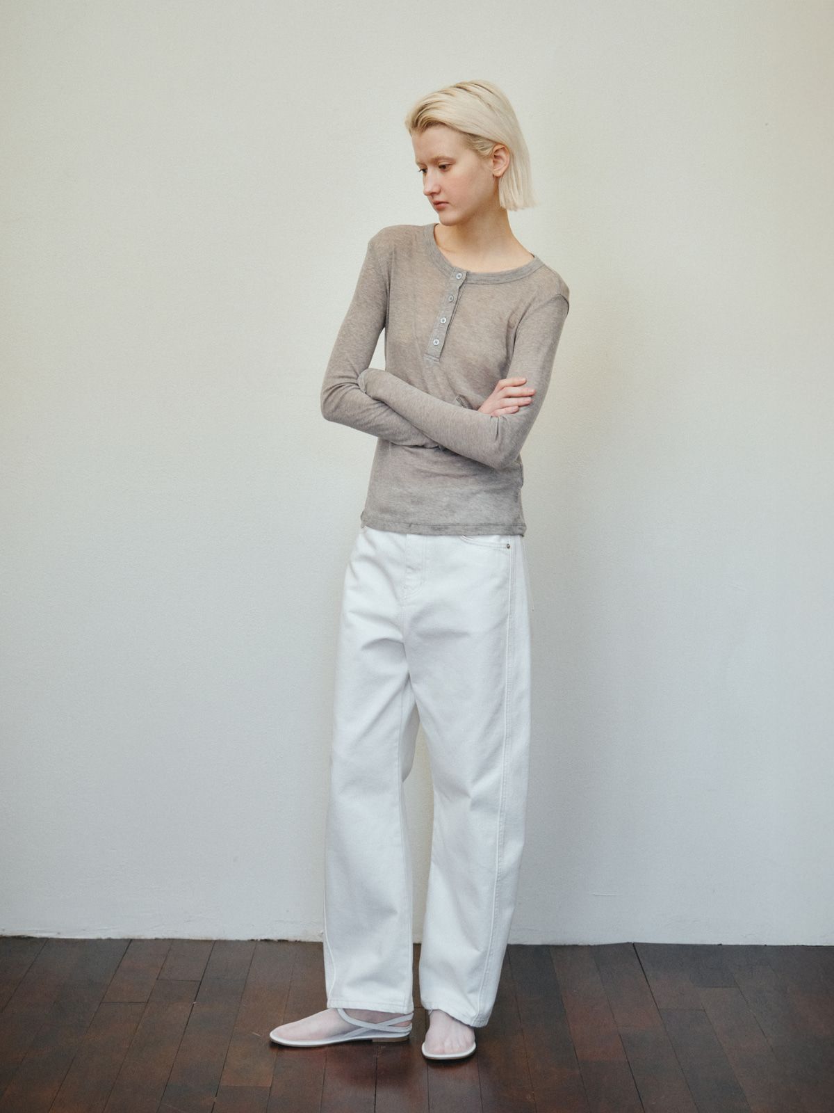 리플레인(REPLAIN) BUTTON JERSEY TOP_GREY