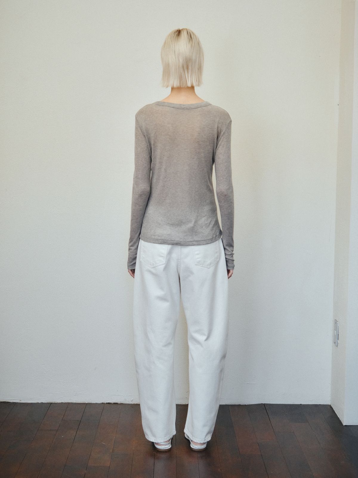 리플레인(REPLAIN) BUTTON JERSEY TOP_GREY