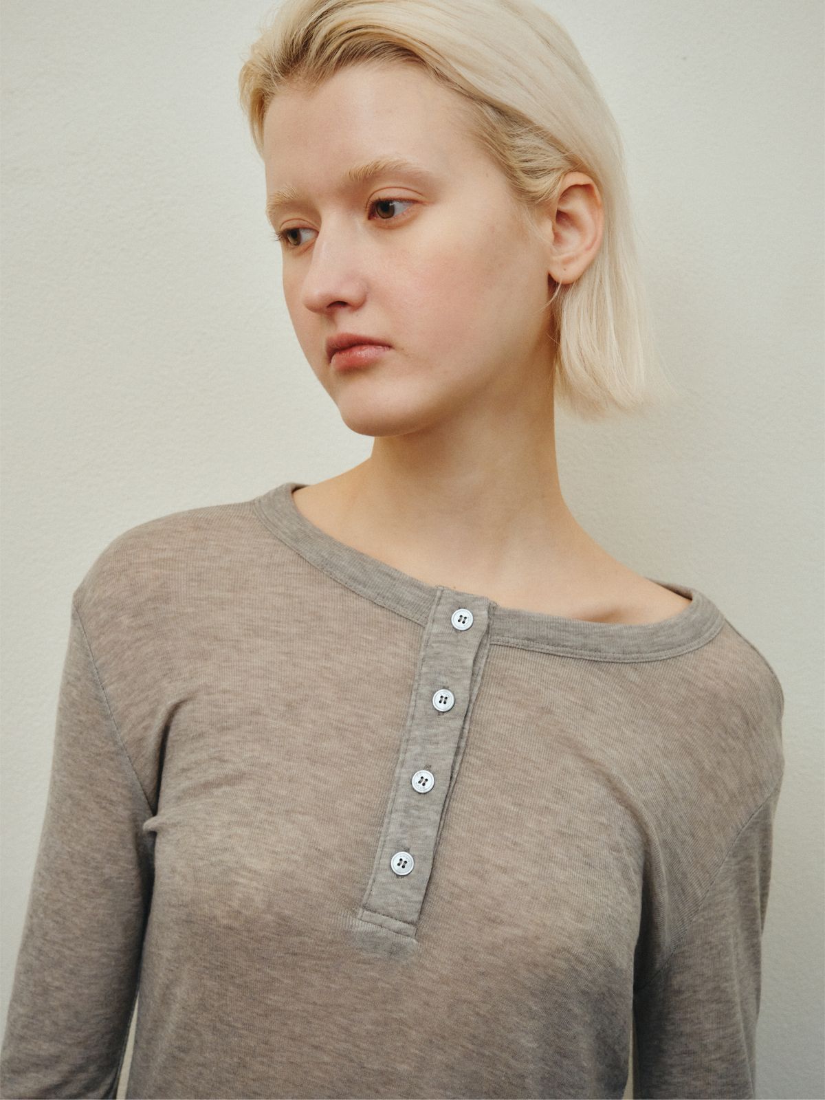 리플레인(REPLAIN) BUTTON JERSEY TOP_GREY