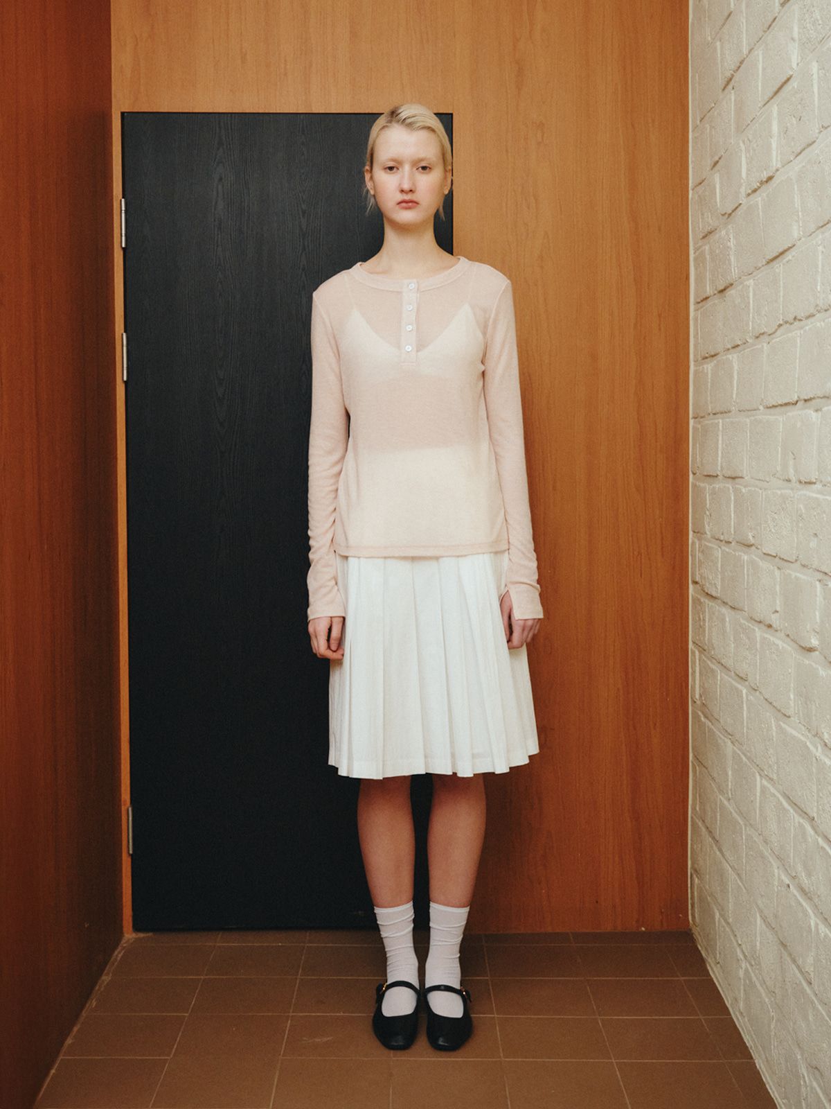 리플레인(REPLAIN) BUTTON JERSEY TOP_LIGHT PINK