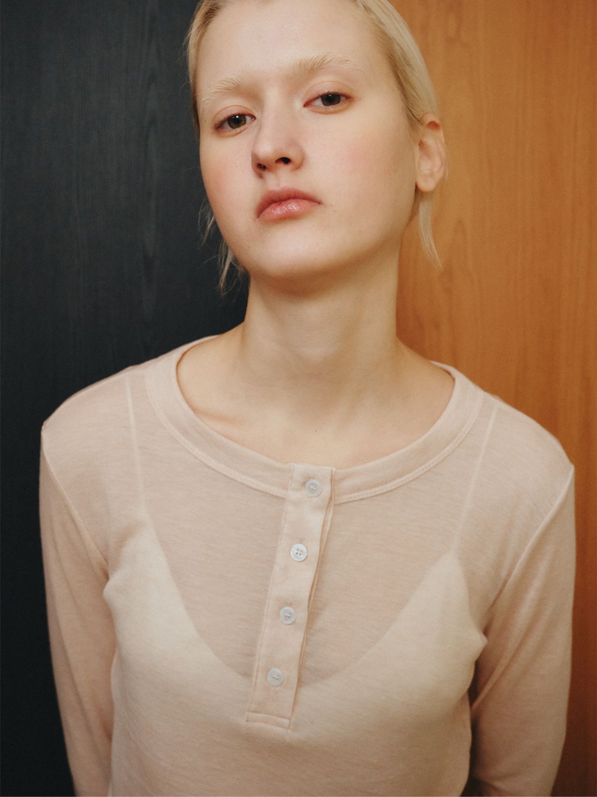 리플레인(REPLAIN) BUTTON JERSEY TOP_LIGHT PINK