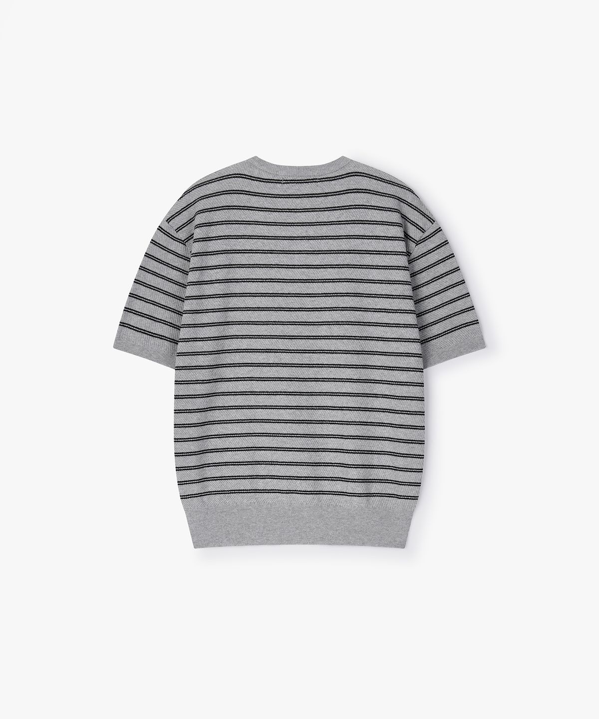 플로즈룸(FLAWSROOM) Stripe Henleyneck Cotton Knit GREY