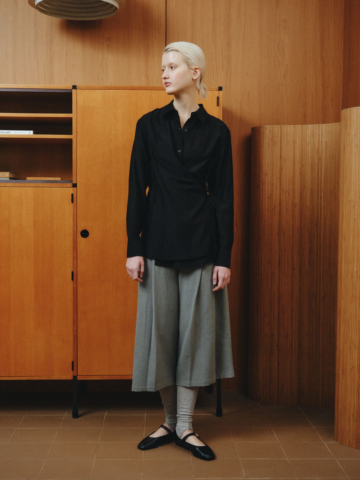 리플레인(REPLAIN) SHEER WRAP SHIRT_BLACK