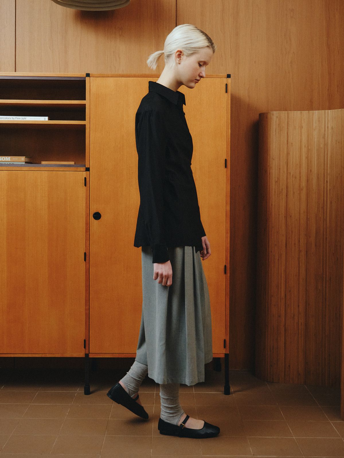 리플레인(REPLAIN) SHEER WRAP SHIRT_BLACK