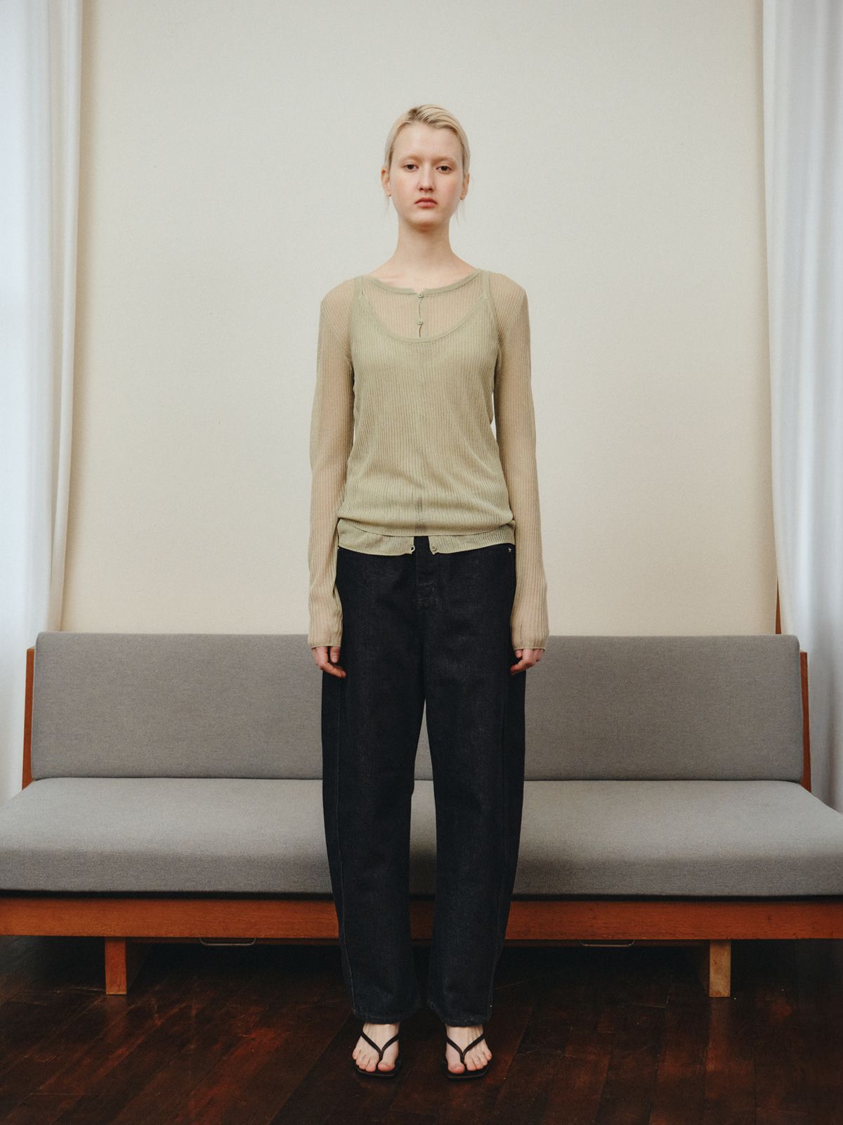 리플레인(REPLAIN) RIBBED LAYERED CARDIGAN SET_GREEN