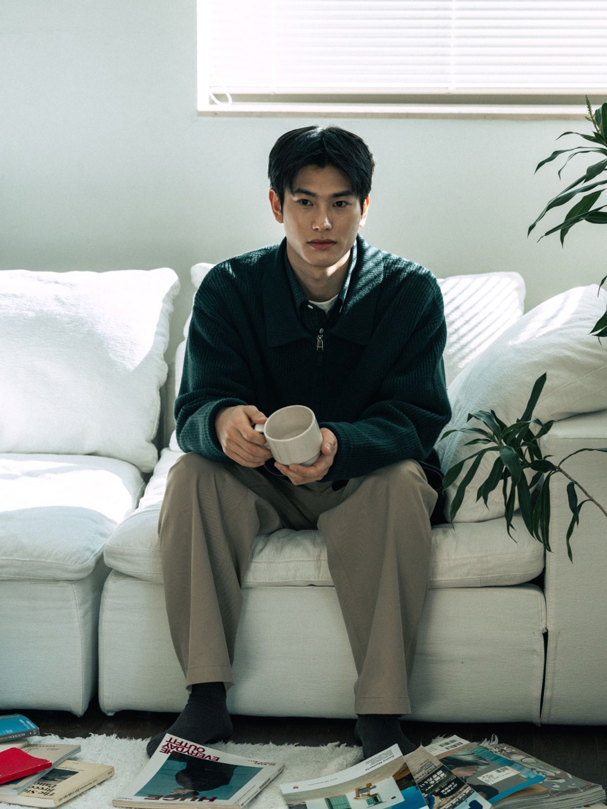 해브해드(HAVEHAD) 투웨이 집업 가디건 (블루)