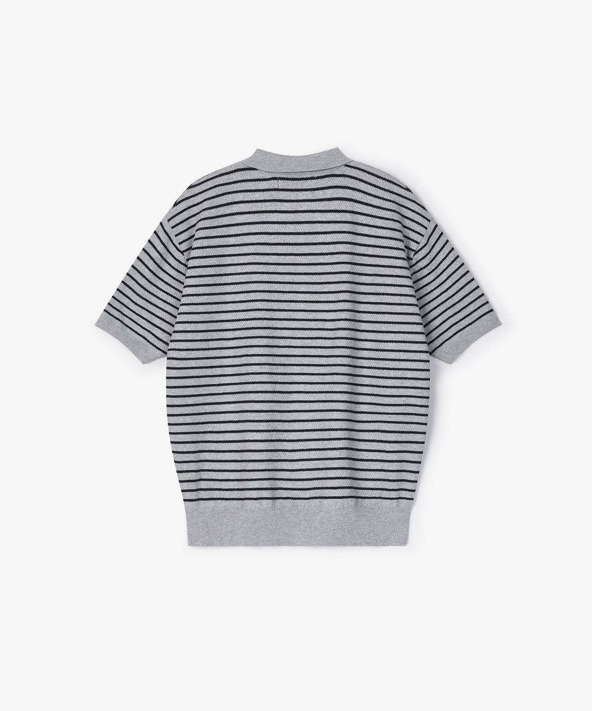 플로즈룸(FLAWSROOM) Pure Cotton Collar Knit STRIPE GREY