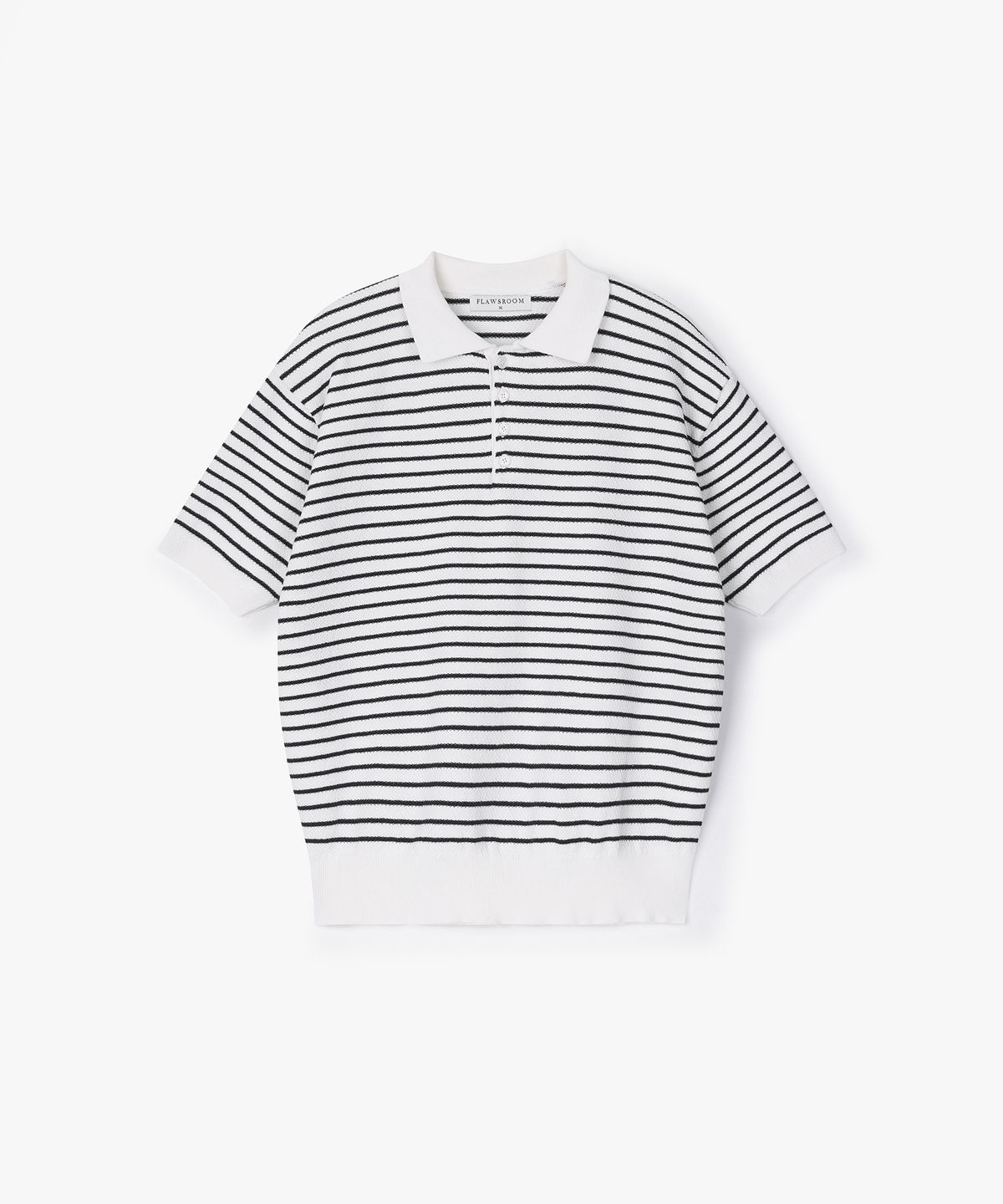 플로즈룸(FLAWSROOM) Pure Cotton Collar Knit STRIPE IVORY