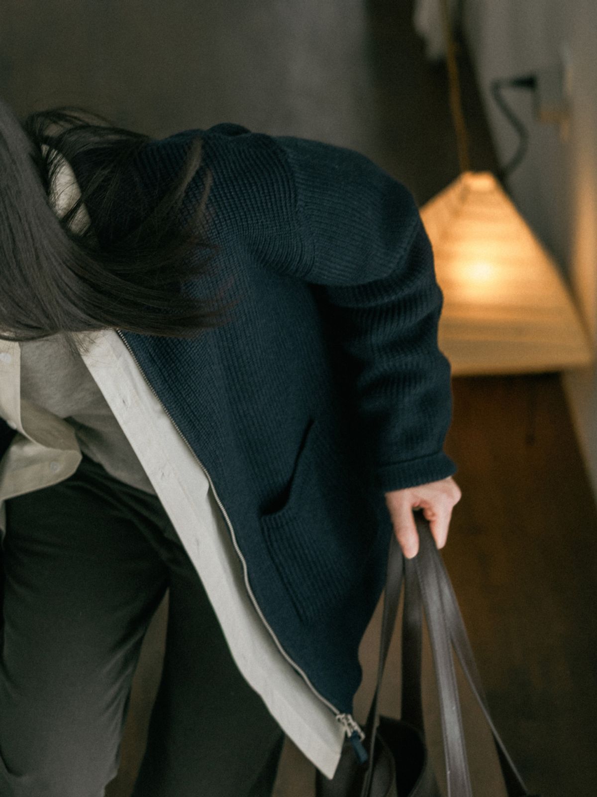 해브해드(HAVEHAD) 투웨이 집업 가디건 (네이비)