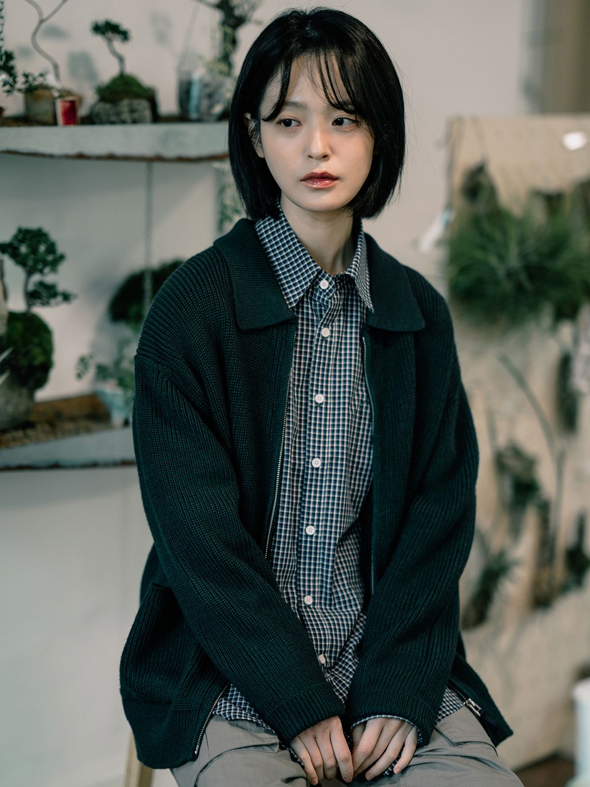 해브해드(HAVEHAD) 투웨이 집업 가디건 (블루 그린)