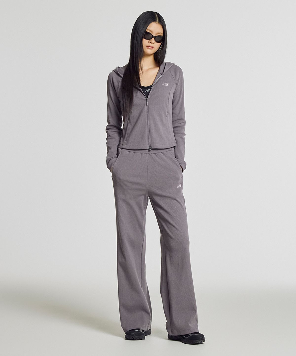 뉴발란스(NEW BALANCE) NBMDG2W322 / WOMEN 소프트프레쉬골지 후드 투웨이 집업 (DARK PURPLE)